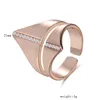 Anéis de cluster FJ Homens Mulheres Grande Openable 585 Rose Gold Color One Row Crystal