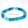 Beaded 8Mm Natural Stone Handmade Strands Charm Bracelets For Women Men Mom Elastic Bangle Yoga Jewelry Drop Delivery Dhnld