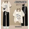 Junior High School Student Mädchen Sommer dünnes Kurzarm-T-Shirt Neues Polo-Kragen-Top Internet Famous Same Style Set