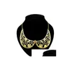 Chokers Flower Collar Choker Necklace Bohemian Retro Rhinestone Hollow Out Bronze Sier Metal Drop Delivery Smycken Halsband Dhgarden Dhkql
