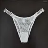 Panties Women's Womens Panties 2023 Women Sexy Thong Letter LOVE Rhinestone Lingerie Low-waist Female Lace G-string Breathable Underwear Briefs Thongs ldd240311