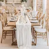 2510 pezzi runner da tavola in garza di cotone blu polveroso tovaglia da sposa garza copertura per sala da pranzo festival decorazioni per la casa 240307