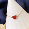 V Necklace Fanjia Little Red Heart Necklace Womens 925 Sterling Silver Set Small Love Girl Sweet and Simple Luxury Pendant