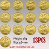 13 PCS UK Victoria Sovereign coin 1887-1900 24mm Pequena cópia de ouro Moedas Art Collectibles249o