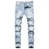 Jeans pour hommes hommes maigre déchiré mendiant trous extensibles bonne qualité slim jogging jean pantalon vêtements masculins