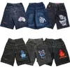 Jnco kläder y2k baggy jeans shorts hip hop svart gym shorts streetwear gothic harajuku män kvinnor casual wide ben jeans shorts 240226