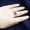 Anelli a grappolo Anello nero da sposa con doppia perla in vero argento sterling 925 per donna