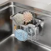 Armazenamento de cozinha Pia de aço inoxidável rack de rack auto-adesivo Organizador da cesta de manuseio de sabonete de sabo