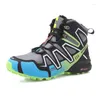 Fitness Shoes Men's Hiking Boots Leather Waterproof Ankle Snow Outdoor Plush Training Warm Fishing