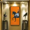 Классические современные оранжевые скачки на холсте с принтом, постер, крутая настенная живопись, настенные панно для прихожей, большой размер, домашний декор LJ2287N
