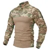 Hommes 14 chemises de Combat de l'armée à fermeture éclair soldats chemise tactique militaire à manches longues Camouflage T avec Protection du coude 240308