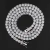 Hot Selling Hiphop 1 Row Cz Tennis Chain Necklace Cubic Zircon Iced Out 3mm 4mm 5mm 6mm 18k Gold Rapper Bling Rapper Necklace