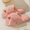 Pantofole Invernali Da Donna Con Paillettes Caldi Peluche Infradito Intersecate Appartamenti Corti Scarpe Da Casa In Cotone Muli In Pelle Scamosciata Da Donna