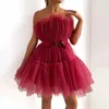 Casual Dresses European och American Tube Top Style Mesh Temperament Bowknot Tutu Dress for Women