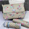 Borsa per pannolini per mamma e bambino Set da 3 pezzi marrone moda Borsa a tracolla multifunzionale stampata di design di alta qualità per mamma e ragazza Idee regalo per la famiglia G13