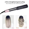 2 in 1 Haarglätter und Lockenwickler Twist Glättung Lockenstab Professionelle Negativ-Ionen-Schnellheizung Styling Flat 240226