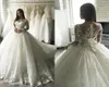 2019 Abiti da sposa country di lusso Ball Gown Sheer Neck Manica lunga Sweep Train Abito da sposa con applicazioni in pizzo Plus Size Wedding 4079963