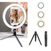 12W Pography LED Selfie Ring Light 260MM Dimmerabile Lampada per telefono con fotocamera Luce di riempimento con treppiedi da tavolo Supporto per telefono T200115220n