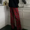 S-4xl Casual Red Plaid Pants Kobiety jesienne zima moda elegancka studentka koreański styl harajuku hip pop