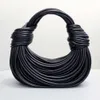 Cattle Lady Handbag Brand Cassette Knot Botteega Bvbag Knitted Double Knot Leather Bag Hand Designer Bags Small Totes Noodle 2024 Handbags Round Purse I11M