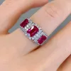 Cluster Rings Shipei Luxury 925 Sterling Silver Ruby Tanzanite Bröllopsengagemang Fina smycken Vintage White Gold Ring for Women W300P