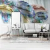 Large 3D Wallpaper Mural Custom Nordic Modern Color Feather TV Sofa Background Wallpaper Mural294t