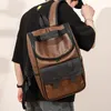 Factory men shoulder bag 3 colors street personalized belt decorative fashion backpack Joker contrast leather backpacks simple atmospheric plaid handbag 8078#