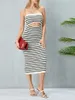 Casual Dresses Yhlzbnh Women s Summer Sticked Midi Dress Axless Cut Out Tube Long Fitted BodyCon Slim Fit