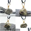 Pendant Necklaces Irregar Natural Stone Gold Plated Wire Handmade With Rope Chain For Women Men Party Club Decor Jewelry Drop Delivery Dh2Nt