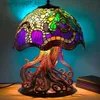 Lamps Shades Retro Stained Glass Plant Series Table Lamps Colorful Bedroom Bedside Flower Mushroom Creative Table Night Lamp Atmosphere Light L240311