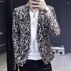 Men's Suits Suit Autumn And Winter Slim Hair Stylist Evening Personality Leopard Print Small British Style Single Western Jac