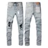 Lila designermärke jeans för män kvinnor byxor lila jeans sommarhål i hög kvalitet broderi lila jean denim byxor mens lila jeans 885