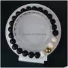 Beaded 8Mm Natural Stone Strands Gold Plated Charm Bracelets Handmade Elastic Yoga Jewelry For Women Men Drop Delivery Dhz8Q