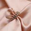 Кольца кластера Корейская версия двухрядного кольца с кристаллами Простая атмосфера Модные женские эластичные пальцы