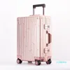 Suitcases 20''24''Pure Aluminum Shell Suitcase On Wheels Trolley Luggage Lock Mala Valise De Voyage Avec Roulettes