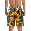 Herren-Shorts, bemaltes Sonnenblumenbrett, Sommer, einzigartiges Sonnenblumen-Design, stilvolle Strand-Männer, Sport, Fitness, schnell trocknende Badehose