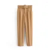 Pantalones de mujer Street Hipster pierna recta recortada Slim Fit cinturón accesorios cintura alta Casual sólido 20 colores