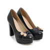 Модельные туфли BLXQPYT 2024, женские большие размеры 32-44, милые модные туфли-лодочки на платформе и квадратном высоком каблуке для вечеринки и свадьбы, с круглым носком, 7086