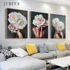 Fashion Girl Pictures Abstract Canvas Painting Flower Wall Art Posters on The Wall Home Decoration Modern Poster Home Decor205Z