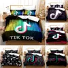 Populor App Tiktok-Muster, Bettbezug mit Kissenbezug, Bettwäsche-Set, Einzel-, Doppel-, Twin-, Full-, Queen- und King-Size-Größe für Schlafzimmer-Dekoration T20240d