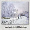 Arte de paisagem de parede pintura a óleo neve em Argenteuil Claude Monet famosa reprodução de arte em tela pintada à mão para decoração de parede259B