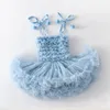 Vestiti della neonata di alta qualità Carino soffice maglia Halter vestito dal bambino dolce principessa TUTU vestito da torta compleanni vestiti per ragazze 240226