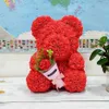 Flower Valentines Day Gift 40cm Red Or White Rose Teddy Bear Eternal Rose Flower Artificial Decoration Christmas Handmade Gift Y122914