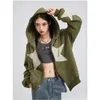 Sweats à capuche pour femmes Sweatshirts Femmes S Cute Teen Girl Automne Veste surdimensionnée Star Modèle Casual DString Zip Up Y2K Sweat à capuche Drop Livraison Ap Otigq