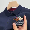 Automne hommes mode à manches longues Polo marque de luxe 100% coton affaires loisirs exquis brodé revers T-shirt 240229