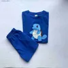 Tシャツ男の子ベビー服夏の漫画スーツ子供カジュアルスポーツ短袖Tシャツセットキッドコットンファッショントップ+ソリッドショーツ2PCS L240311