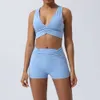 LU-240 Yoga-Set für Frühling und Sommer, schöner Rücken, Sport-BH, Shorts, Anzüge, faltige dreiteilige Hose, Lauf-Fitness-Workout-Kleidung