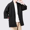 Roupas étnicas estilo chinês solto homens quimono cardigan plus size harajuku jaquetas retro linho japonês samurai masculino yukata 3xl