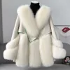 Fox Haining – manteau en fourrure d'herbe pour femme, doudoune mi-longue et jeune intégrée, nouvelle collection 2024, 6223