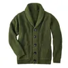 Suéter masculino militar verde cardigan suéter para homens outono casaco extra grosso lã engrossar quente casual moda roupas